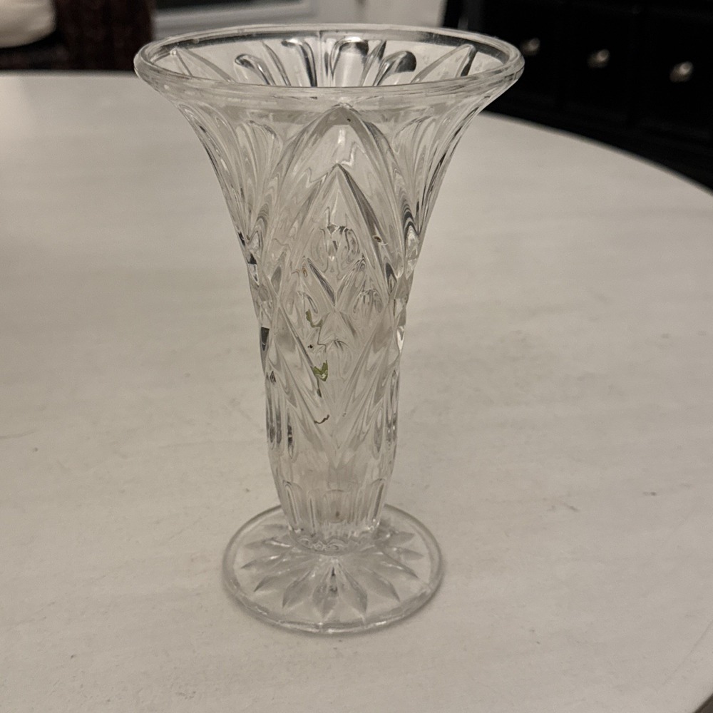 Vinatge antique Crystal Vase - 7.5" tall.